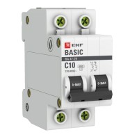 Автоматический выключатель EKF Basic 2P 10А (C) 4,5кА ВА 47-29 (mcb4729-2-10C)