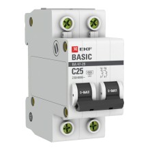Автоматический выключатель EKF Basic 2P 25А (C) 4,5кА ВА 47-29 (mcb4729-2-25C)
