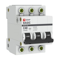 Автоматический выключатель EKF Basic 3P 40А (C) 4,5кА ВА 47-29 (mcb4729-3-40C)