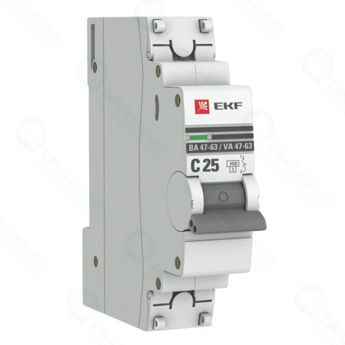 Автоматический выключатель EKF PROxima 1P 25А (C) 4,5kA ВА 47-63 (mcb4763-1-25C-pro)