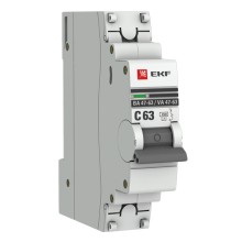 Автоматический выключатель EKF PROxima 1P 63А (C) 4,5kA ВА 47-63 (mcb4763-1-63C-pro)