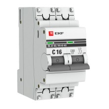 Автоматический выключатель EKF PROxima 2P 16А (C) 4,5kA ВА 47-63 (mcb4763-2-16C-pro)
