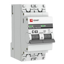 Автоматический выключатель EKF PROxima 2P 63А (C) 4,5kA ВА 47-63 (mcb4763-2-63C-pro)