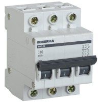 Автоматический выключатель GENERICA 3п C 16А 4.5кА ВА47-29, MVA25-3-016-C
