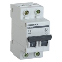 Автоматический выключатель IEK 2п C 16А 4.5кА ВА47-29 GENERICA MVA25-2-016-C
