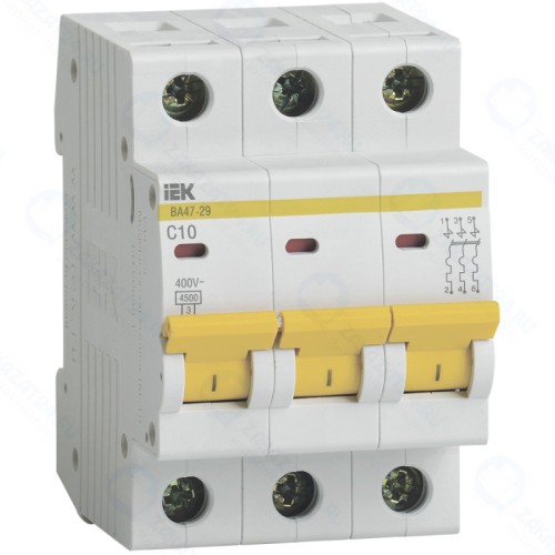 Автоматический выключатель IEK ВА47-29 3Р 10А 4,5кА х-ка С, MVA20-3-010-C