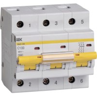 Автоматический выключатель IEK ВА 47-100 3Р100А 10 кА х-ка С, MVA40-3-100-C