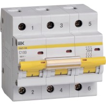Автоматический выключатель IEK ВА 47-100 3Р100А 10 кА х-ка С, MVA40-3-100-C