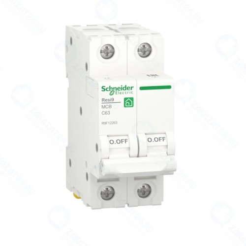 Автоматический выключатель SCHNEIDER ELECTRIC RESI9 (АВ) С 63А 2P 6000А, R9F12263