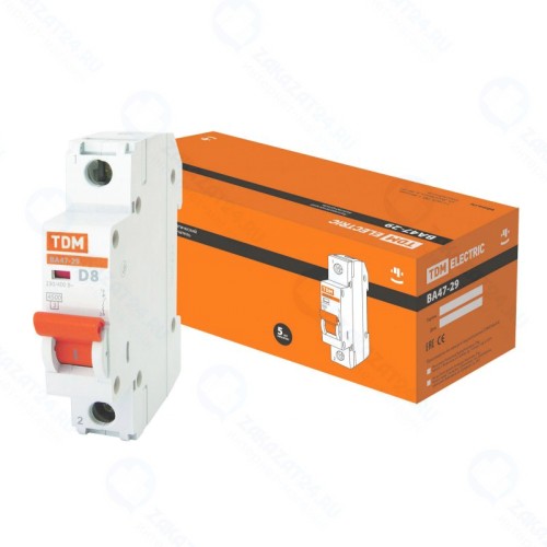 Автоматический выключатель TDM Electric ВА47-29 1Р 8А 4,5кА х-ка D (SQ0206-0138)