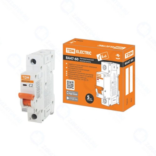 Автоматический выключатель TDM Electric ВА47-60 1Р 2А 6кА х-ка С (SQ0223-0068)