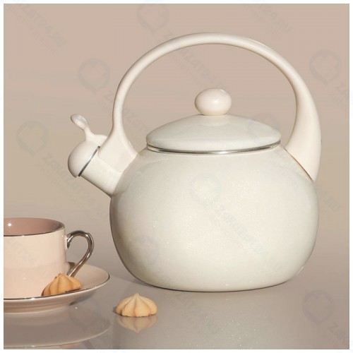 Чайник AGNESS эмалированный со свистоком с эффектом металлик серия 