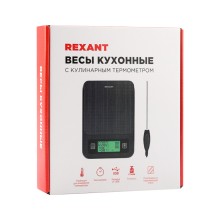 Весы кухонные REXANT c платформой из нержавеющей стали и термощупом, до 3 кг