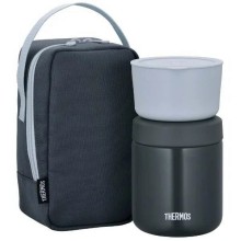Термос из нерж.стали с пластиковым контейнером в чехле THERMOS JBY-550 0.55L, серый Термос из нерж.стали с пластиковым контейнером в чехле THERMOS JBY-550 0.55L, серый
