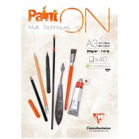 Альбом для смешанных техник 40л., А3, на склейке Clairefontaine "Paint'ON", 250г/м2, мелкозерн.