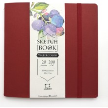Скетчбук Малевичъ для акварели Waterfall "Nature", мелкая фактура, бордовый, 200 г/м, 19х19, 20л Скетчбук Малевичъ для акварели Waterfall "Nature", мелкая фактура, бордовый, 200 г/м, 19х19, 20л