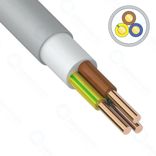 Кабель ККЗ NUM-J (NYM-J) 3x6,0 кв. мм, 100 метров, медный, ГОСТ
