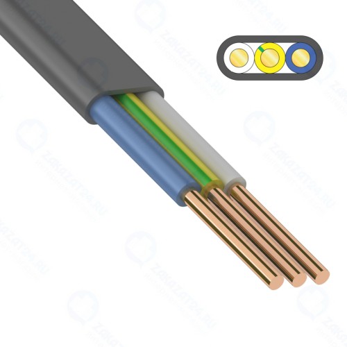 Кабель ККЗ ВВГ-Пнг(А) 3x4,0 кв. мм, 100 метров, медный, ГОСТ