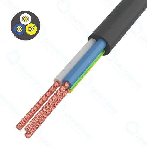 Провод REXANT ПВС 3x0,75 кв. мм, черный, 10 метров, медный, ГОСТ