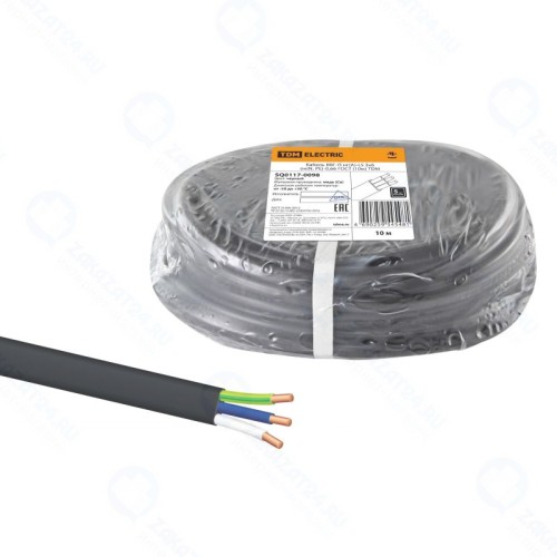 Кабель TDM Electric ВВГ-П нг(А)-LS 3х6 ок(N, PE)-0,66 ГОСТ (10м)