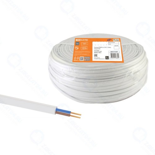 Провод TDM Electric ПГВВП 2х1 ГОСТ (100м), белый