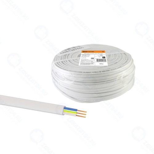 Шнур TDM Electric ШВВП 3х0,5 ГОСТ (100м), белый
