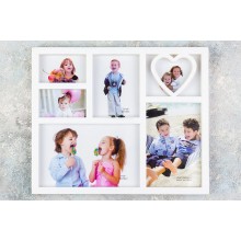 Фоторамка-коллаж Elan Gallery "Сердечко" белая, 28,5х23,5х1,5 см, 6 фото
