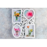 Фоторамка-коллаж Elan Gallery "Ветвь любви", на 4 фото, белая 34х26х1.5 см