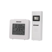 Термометр электронный REXANT с часами и беспроводным выносным датчиком(70-0592)