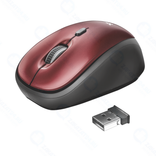 Мышь беспроводная Trust Yvi, USB, Red (19522)