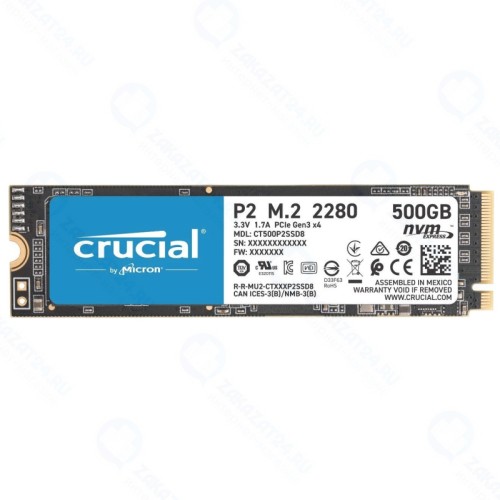 SSD диск Crucial M.2 2280 P2 series 500 Гб PCI-E 3.0 x4 QLC CT500P2SSD8