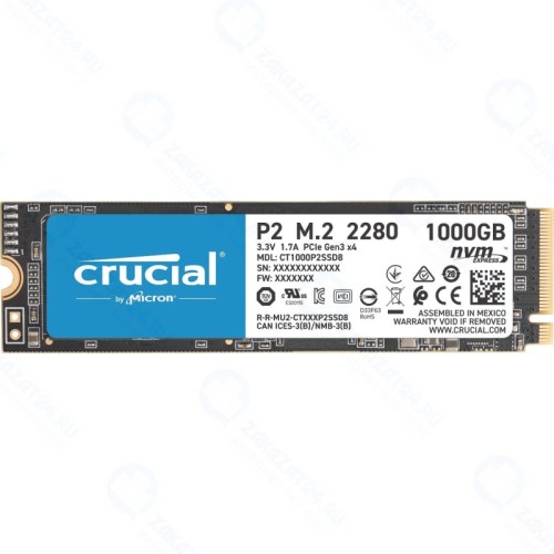 SSD диск Crucial M.2 2280 P2 series 1.0 Тб PCI-E 3.0 x4 3D NAND CT1000P2SSD8