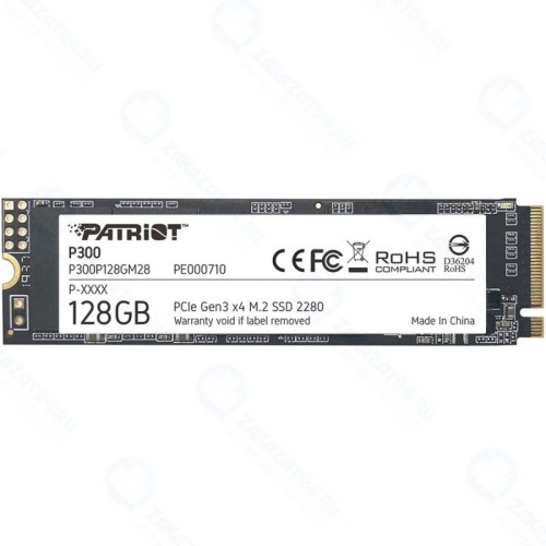 SSD диск PATRIOT P300 M.2 2280 128Гб PCI-E 3.0x4 NVMe NAND 3D (P300P128GM28)