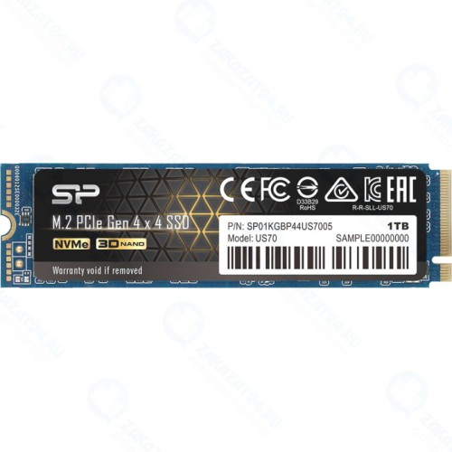 SSD диск SiliconPower M.2 2280 UD70 1.0 Tb PCI-E x4 NVME QLC 3D NAND (SP01KGBP44US7005)