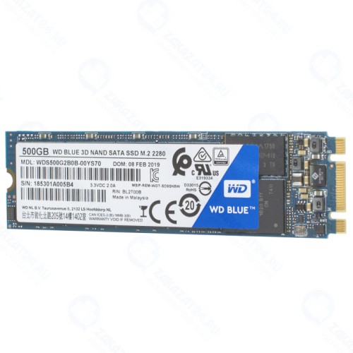 SSD диск WESTERN DIGITAL M.2 500GB SATA 3 TLC 3D (WDS500G2B0B)