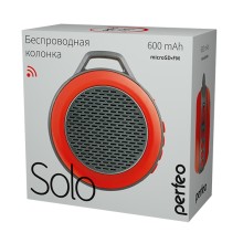 Беспроводная акустика Perfeo SOLO, FM, MP3 microSD, AUX, мощность 5Вт, 600mAh, красная