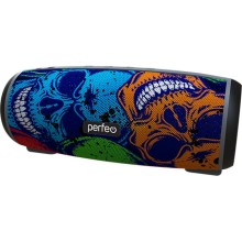 Беспроводная колонка Perfeo SKULLS FM, microSD, USB, AUX, мощность 12Вт, 2600mAh, граффити черепа