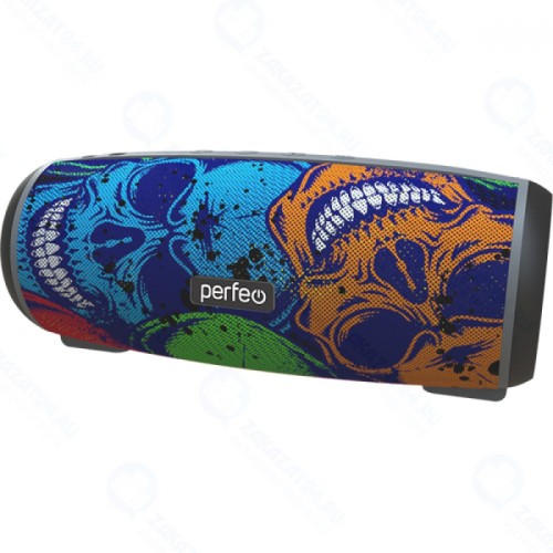 Беспроводная колонка Perfeo SKULLS FM, microSD, USB, AUX, мощность 12Вт, 2600mAh, граффити черепа