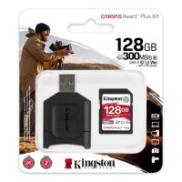 Карта памяти 128Gb Kingston Canvas React Plus SDXC UHS-II U3 V90 + USB Reader (300/260 Mb/s)