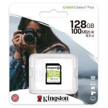 Карта памяти 128Gb Kingston Canvas Select Plus SDXC UHS-I U3 V30 (100/85 Mb/s)