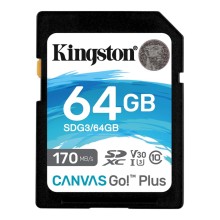 Карта памяти 64Gb Kingston Canvas Go Plus SDXC UHS-I U3 V30 (170/70 Mb/s)