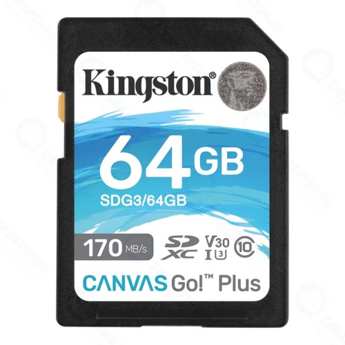 Карта памяти 64Gb Kingston Canvas Go Plus SDXC UHS-I U3 V30 (170/70 Mb/s)