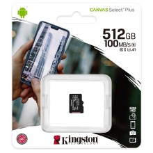Карта памяти micro SDXC 512Gb Kingston Canvas Select Plus UHS-I U3 V30 A1 (100/85 Mb/s)