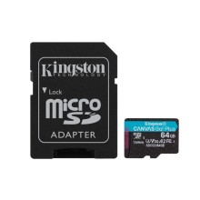 Карта памяти micro SDXC 64Gb Kingston Canvas Go Plus UHS-I U3 A2 + ADP (170/70 MB/s)