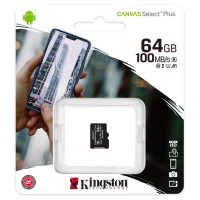 Карта памяти micro SDXC 64Gb Kingston Canvas Select Plus UHS-I U1 A1 (100/10 Mb/s)