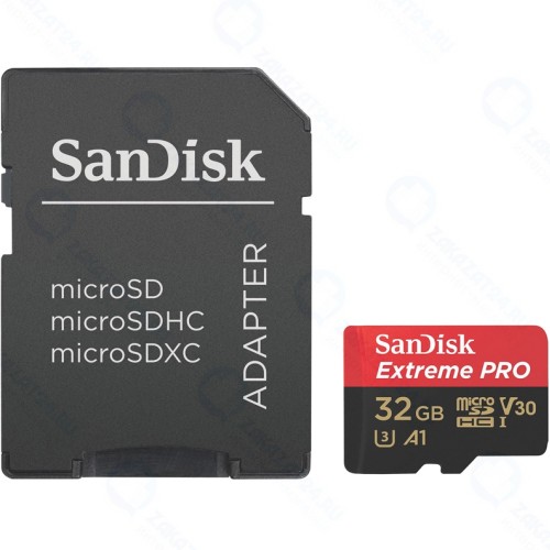 Карта памяти Sandisk Extreme Pro microSDHC 32Gb UHS-I U3 V30 A1 + ADP (100/90 MB/s)