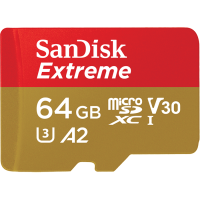 Карта памяти micro SDXC 64Gb Sandisk Extreme UHS-I U3 V30 A2 + ADP (160/60 MB/s)