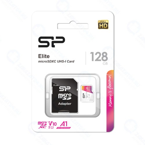Карта памяти micro SDXC 128Gb Silicon Power Elite Class 10 UHS-I U1 A1 + ADP (100/10 Mb/s)