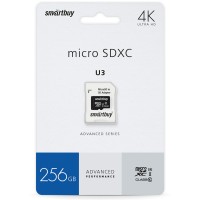 Карта памяти micro SDXC 256Gb SmartBuy Advanced Series UHS-I U3 V30 A1 + ADP (90/55 Mb/s)