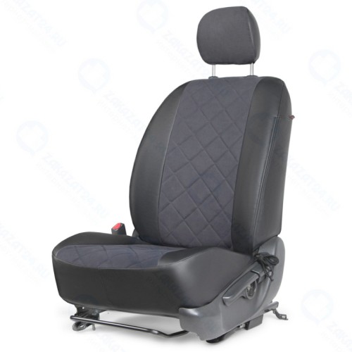 Авточехлы RIVAL для Hyundai Solaris II SD (2017-)/Kia Rio IV SD (2017-)/Rio X HB (2020-)/Rio X-Line HB (2017-2021), Ромб (зад. спинка 40/60), черные